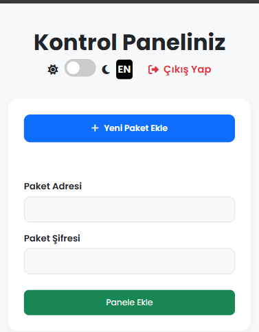 Entering package code and password