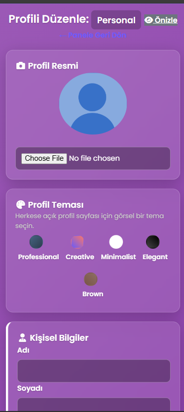 Editing the package profile page